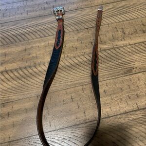 Nocona Brown and Black Leather Belt with Silver Buckle Size 38